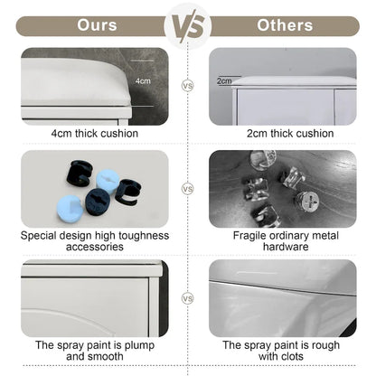 Shoe Storage Bench with PU Cushion and Movable Drawer