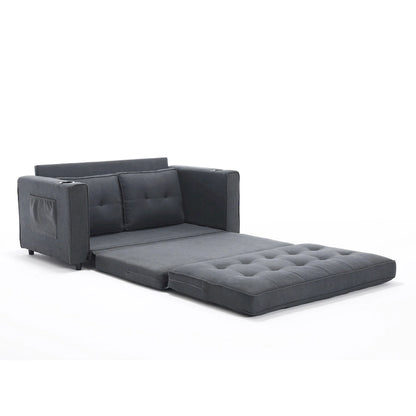 Foldable Tufted Loveseat with Pull Out Bed and Side Pockets