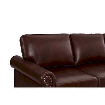 Classic 83 PU Leather Upholstered 3-Seater Sofa with Bottom Storage Box and Nailhead Decoration