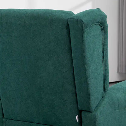 Button-Tufted Accent Chair with High Wingback, Rounded Cushioned Armrests and Thick Padded Seat, Dark Green