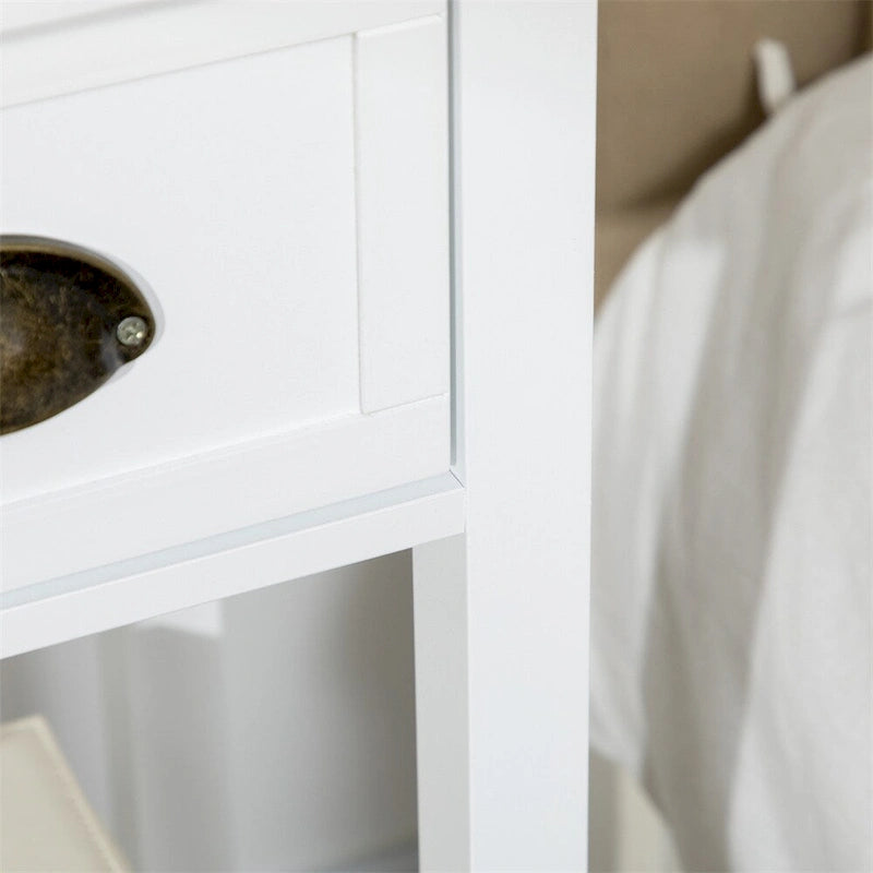 2-Tier Side Table with Drawer,Narrow End Table with Bottom Shelf