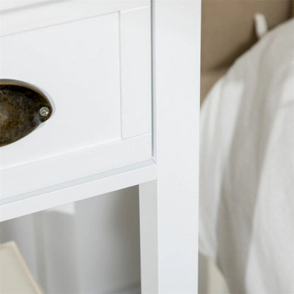 2-Tier Side Table with Drawer,Narrow End Table with Bottom Shelf