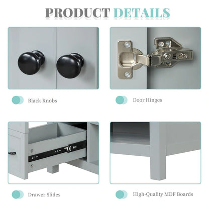 36 Modern Vanity with Sink, 2 Cabinets, 2 Metal Handles, and Sliding Drawer Tracks, Suitable for Dressing Room Bathroom