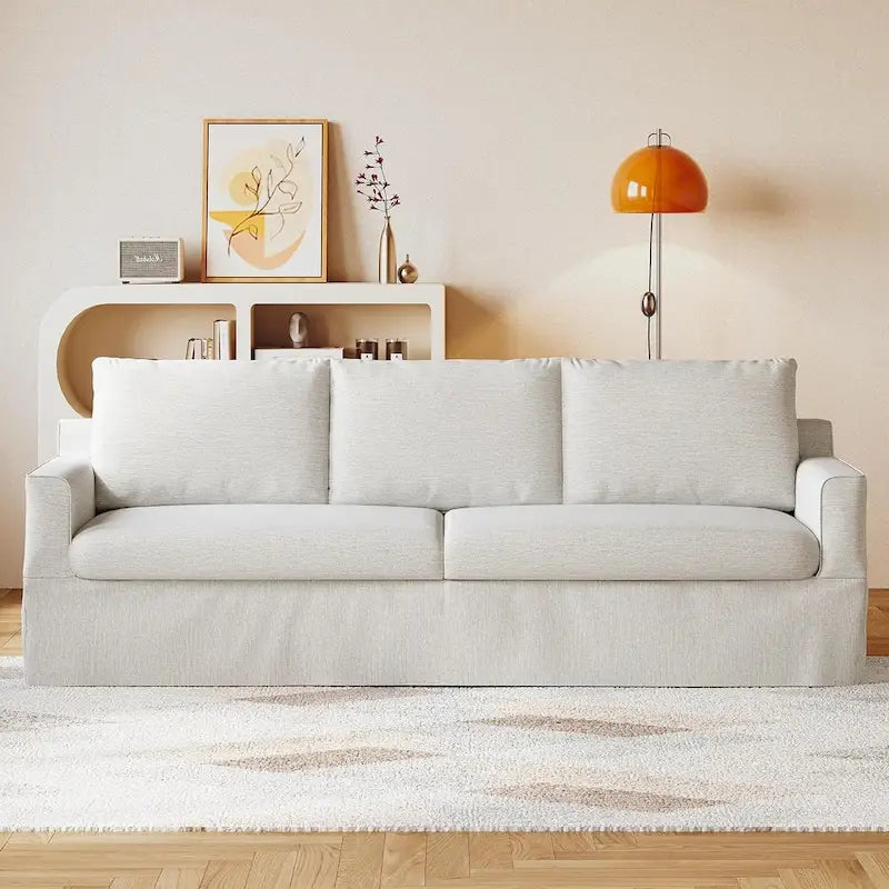 93 Modern 3-Seater Sofa Couch with Deep Seats and Removable Slipcover