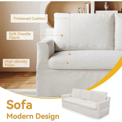 93 Modern 3-Seater Sofa Couch with Deep Seats and Removable Slipcover