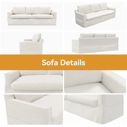 93 Modern 3-Seater Sofa Couch with Deep Seats and Removable Slipcover