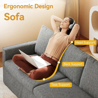 93 Modern 3-Seater Sofa Couch with Deep Seats and Removable Slipcover