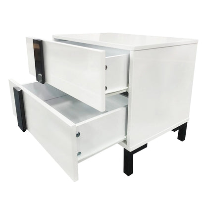 Modern 3-Piece Bedroom Set, Queen Size Platform Bed, Floating Bed Frame with LED Light & 2 Nightstands with Metal Legs