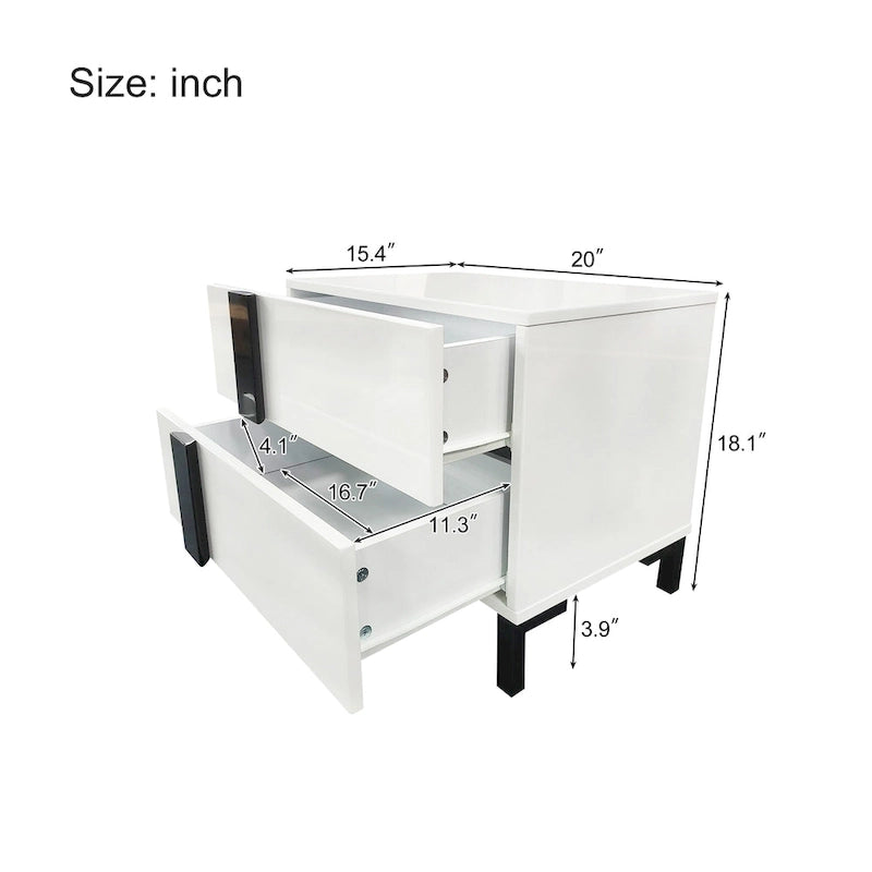 Modern 3-Piece Bedroom Set, Queen Size Platform Bed, Floating Bed Frame with LED Light & 2 Nightstands with Metal Legs