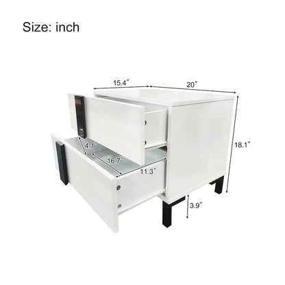 Modern 3-Piece Bedroom Set, Queen Size Platform Bed, Floating Bed Frame with LED Light & 2 Nightstands with Metal Legs