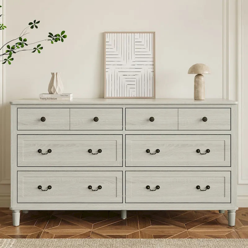Extra Large 6 Drawer Dresser, Light Grey