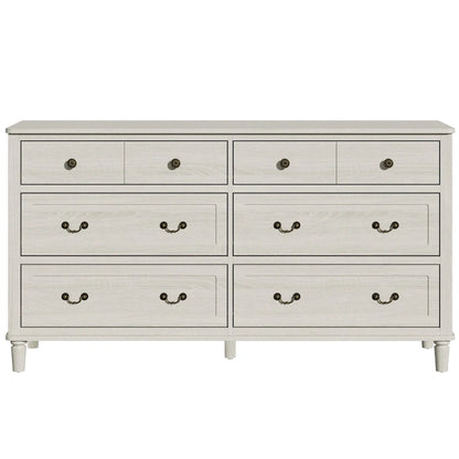 Extra Large 6 Drawer Dresser, Light Grey