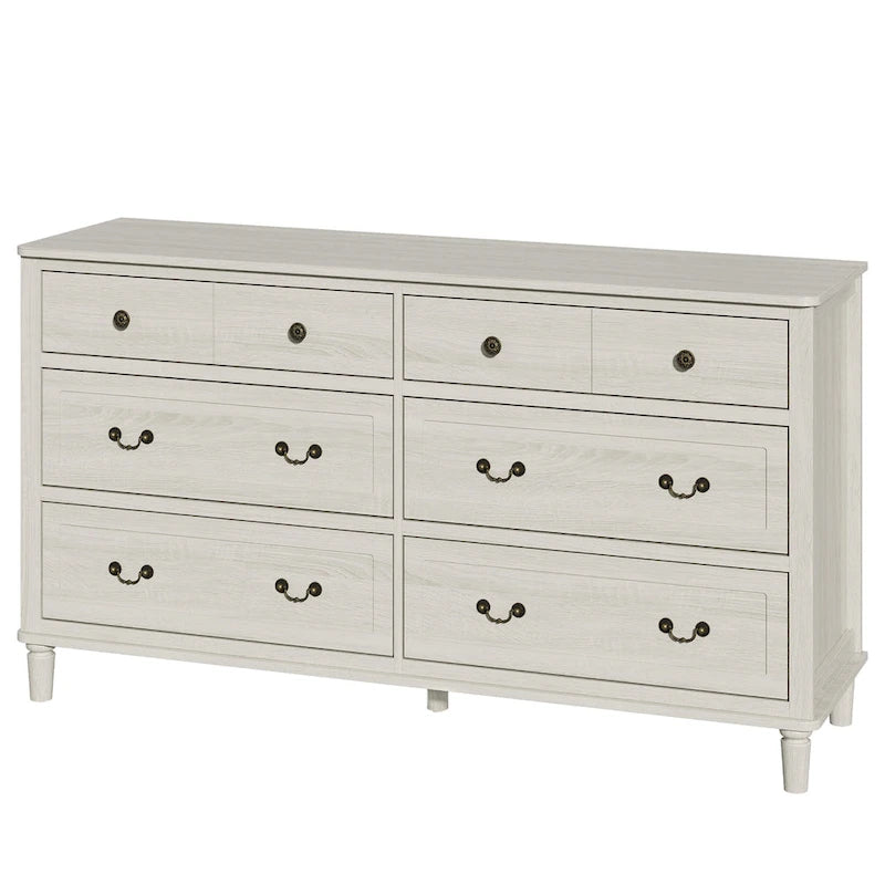 Extra Large 6 Drawer Dresser, Light Grey