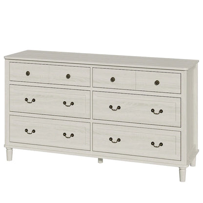 Extra Large 6 Drawer Dresser, Light Grey