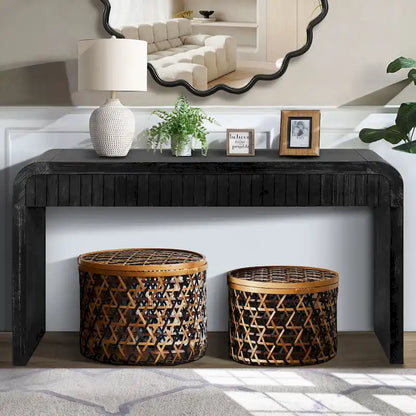 GDFStudio - Evelyn Vintage Crafted Farmhouse 59 Console Table with Two Hidden Drawers