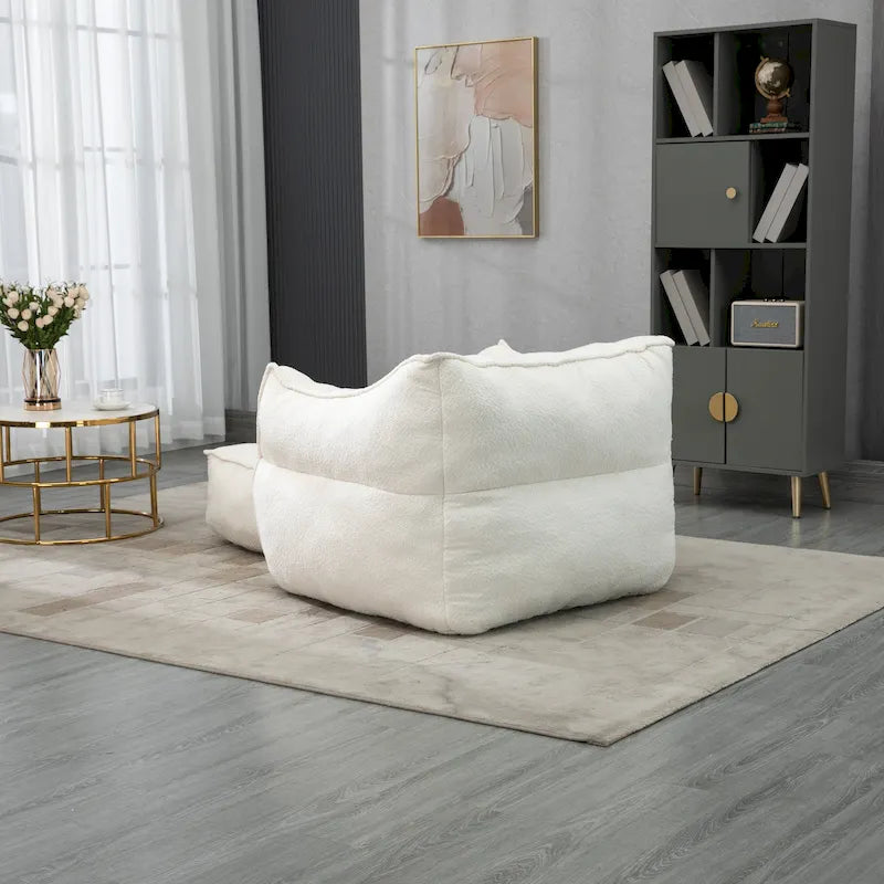 GDFStudio - COOLMORE Boucle Bean Bag Chair with Memory Foam Filling for Ultimate Comfort