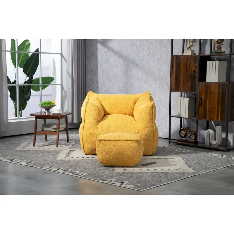 GDFStudio - COOLMORE Boucle Bean Bag Chair with Memory Foam Filling for Ultimate Comfort