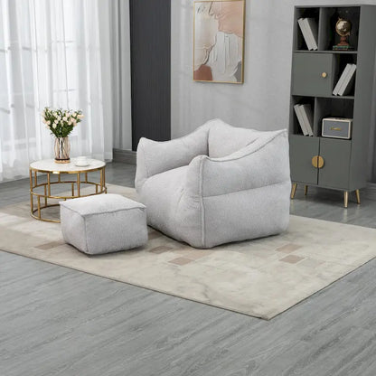 GDFStudio - COOLMORE Boucle Bean Bag Chair with Memory Foam Filling for Ultimate Comfort