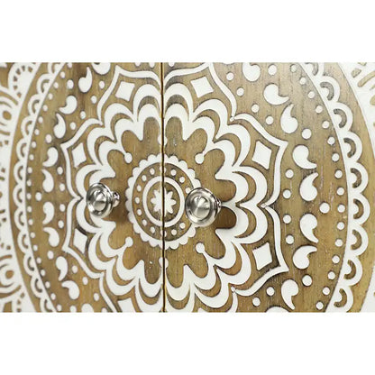 Wood Floral Intricately Carved 1 Shelf and 2 Doors Room Cabinet - Brown - Roche River Decor