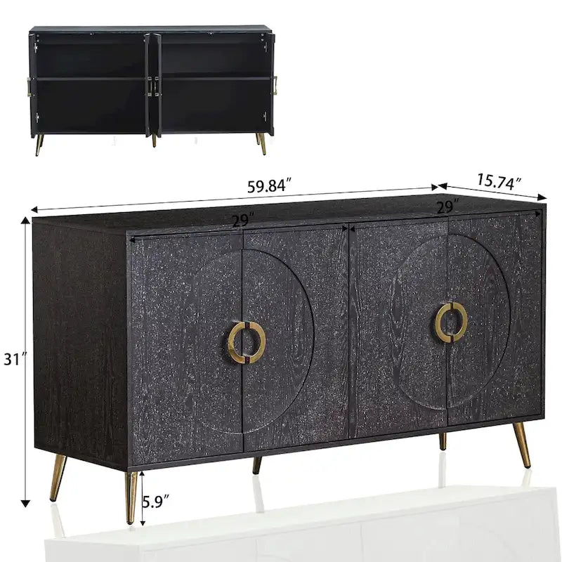 Modern Lacquered 4 Door Wooden Cabinet Sideboard Buffet Server Cabinet Storage Cabinet