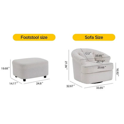 Velvet Swivel Chair with Ottoman