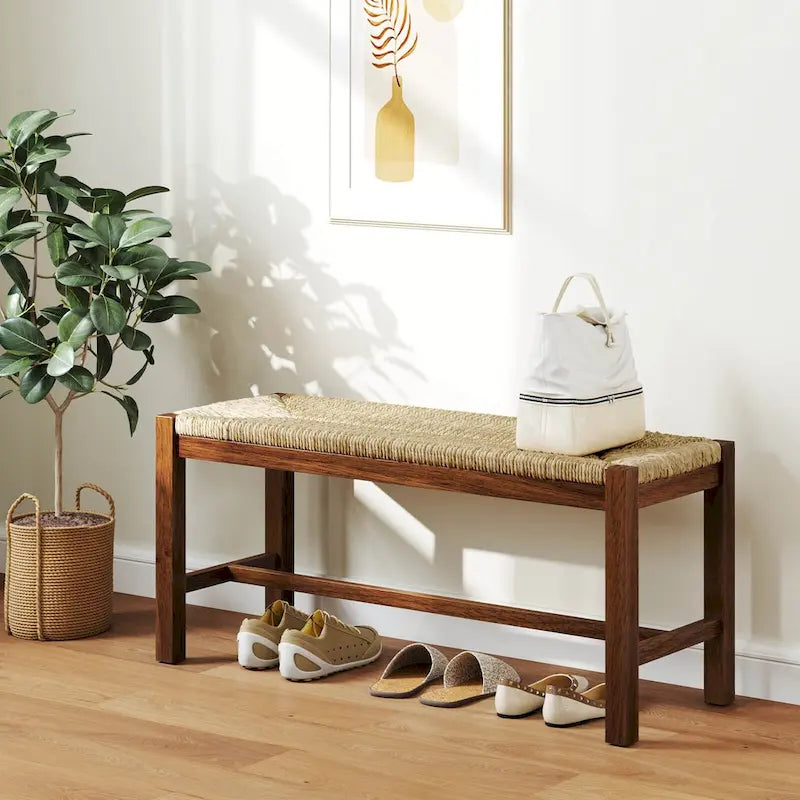 Costway 40 Long Wood Bench Indoor Dining Entryway End of Bed Bench - See Details