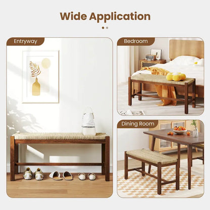 Costway 40 Long Wood Bench Indoor Dining Entryway End of Bed Bench - See Details