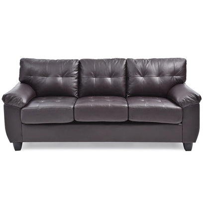 Flared Arm Faux Leather Tufted Straight Sofa - 78 - Brown
