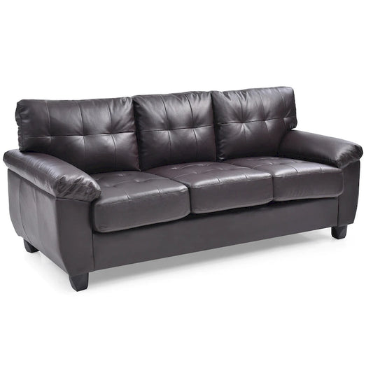Flared Arm Faux Leather Tufted Straight Sofa - 78 - Brown