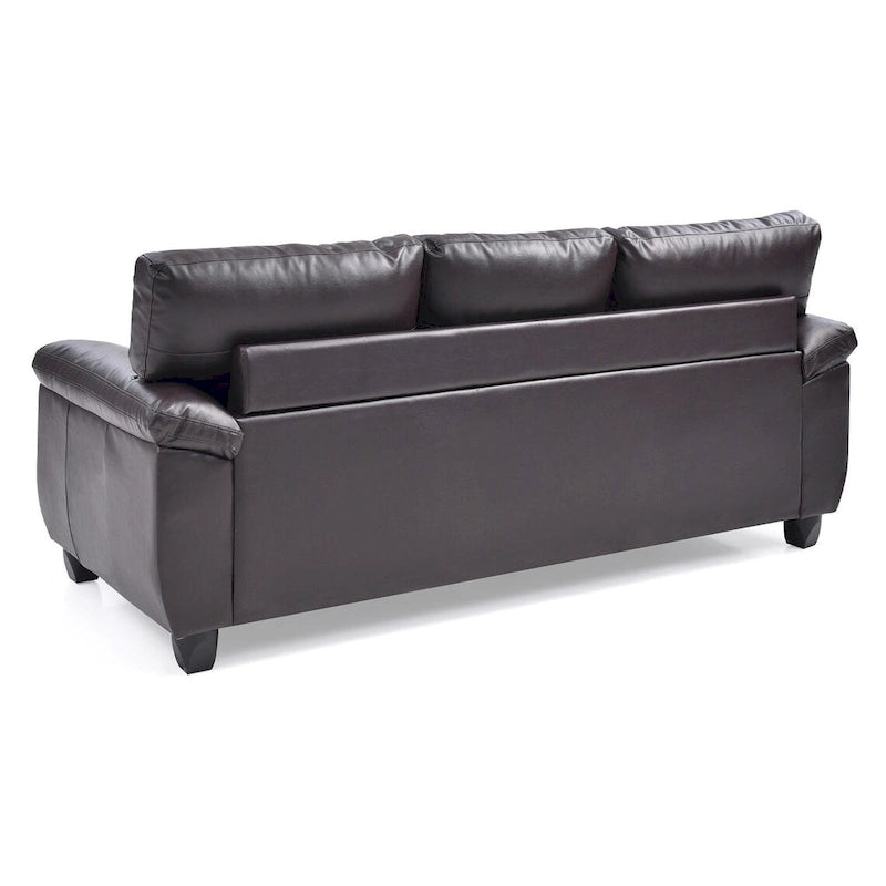 Flared Arm Faux Leather Tufted Straight Sofa - 78 - Brown