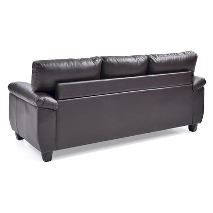 Flared Arm Faux Leather Tufted Straight Sofa - 78 - Brown