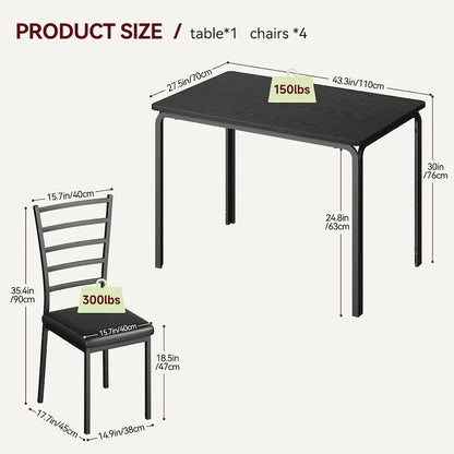 5 Piece Dining Table Set for 4