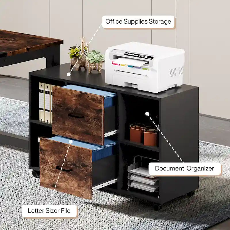63 L-Shaped Executive Desk with 40 File Drawer Cabinet