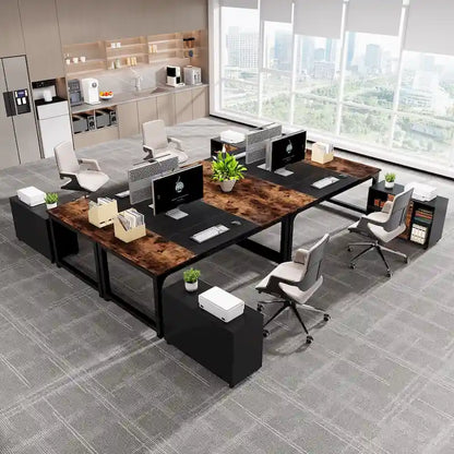 63 L-Shaped Executive Desk with 40 File Drawer Cabinet