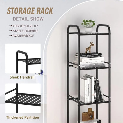 5 Tier Narrow Bathroom Shelving Unit - 13D x 11W x 54.7H