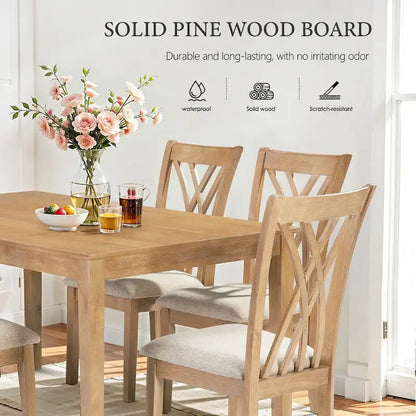 Dining Table Set with 6 Chairs, Modern Dining Table and Chairs Set, 1 Table & 6 Chairs, Anti-Slip, Perfect for 4-6 Persons