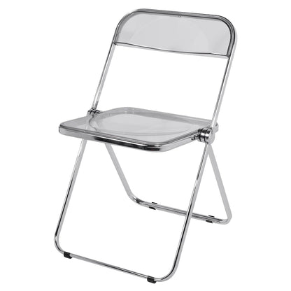 Transparent Acrylic Stackable Folding Dining Chair w/ Metal Frame, Single - 29.1(H) x 18.1(W) x 18.5(D)
