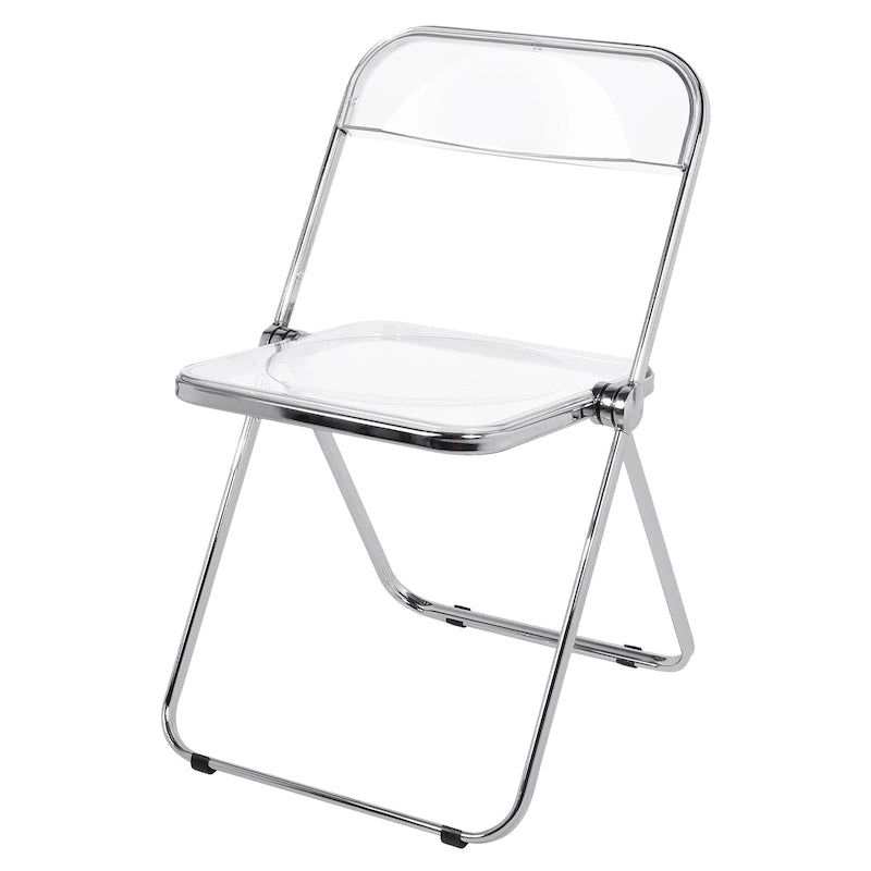 Transparent Acrylic Stackable Folding Dining Chair w/ Metal Frame, Single - 29.1(H) x 18.1(W) x 18.5(D)