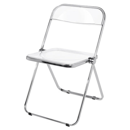Transparent Acrylic Stackable Folding Dining Chair w/ Metal Frame, Single - 29.1(H) x 18.1(W) x 18.5(D)