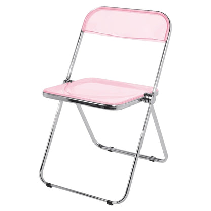 Transparent Acrylic Stackable Folding Dining Chair w/ Metal Frame, Single - 29.1(H) x 18.1(W) x 18.5(D)