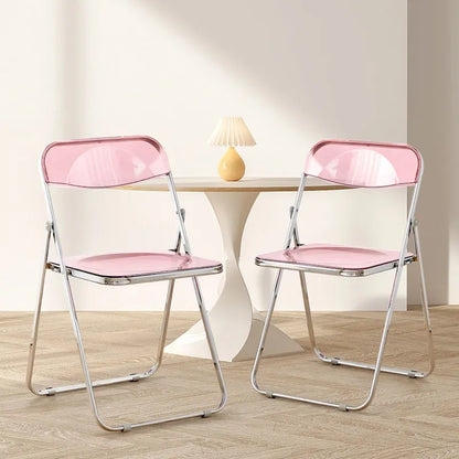 Transparent Acrylic Stackable Folding Dining Chair w/ Metal Frame, Single - 29.1(H) x 18.1(W) x 18.5(D)