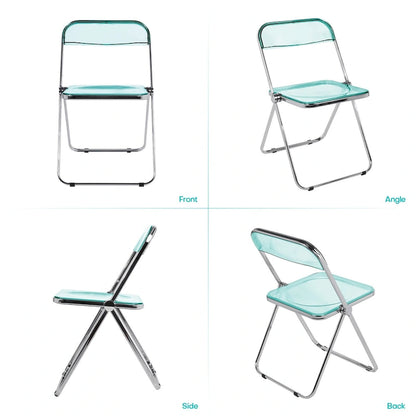 Transparent Acrylic Stackable Folding Dining Chair w/ Metal Frame, Single - 29.1(H) x 18.1(W) x 18.5(D)
