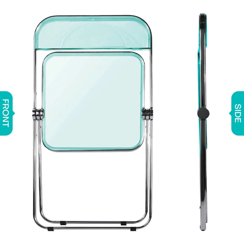 Transparent Acrylic Stackable Folding Dining Chair w/ Metal Frame, Single - 29.1(H) x 18.1(W) x 18.5(D)