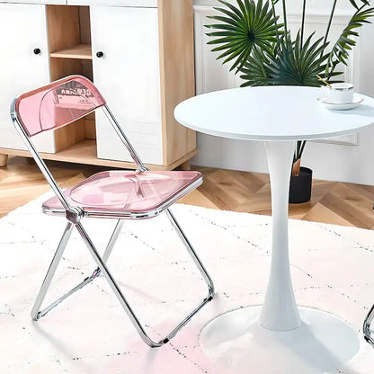 Transparent Acrylic Stackable Folding Dining Chair w/ Metal Frame, Single - 29.1(H) x 18.1(W) x 18.5(D)