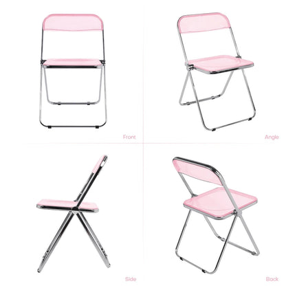 Transparent Acrylic Stackable Folding Dining Chair w/ Metal Frame, Single - 29.1(H) x 18.1(W) x 18.5(D)