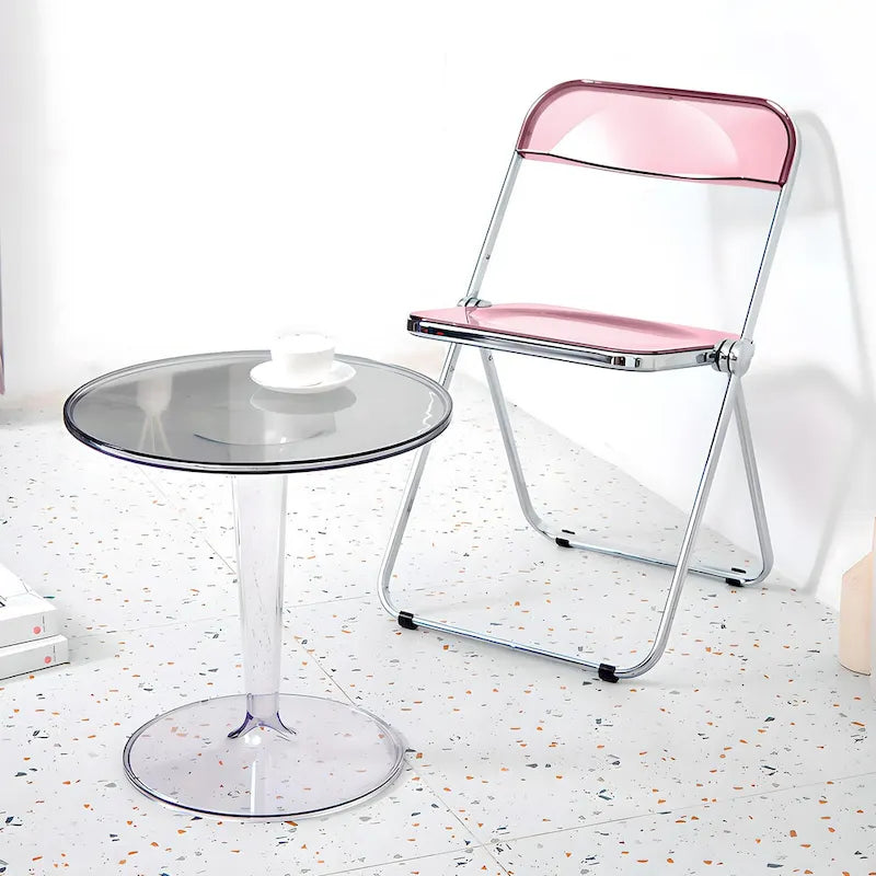 Transparent Acrylic Stackable Folding Dining Chair w/ Metal Frame, Single - 29.1(H) x 18.1(W) x 18.5(D)