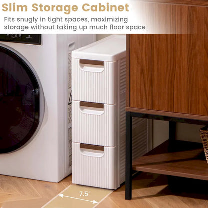 Costway 1 PCS 3-Drawer Narrow Rolling Storage Cabinet with Pull - See Details