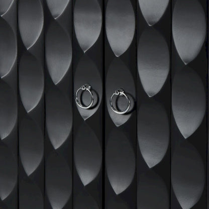 Modern 4-Door Sideboard with Convex Pattern Doors & 2 Silver Handle