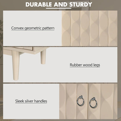 Modern 4-Door Sideboard with Convex Pattern Doors & 2 Silver Handle