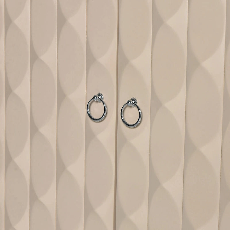 Modern 4-Door Sideboard with Convex Pattern Doors & 2 Silver Handle